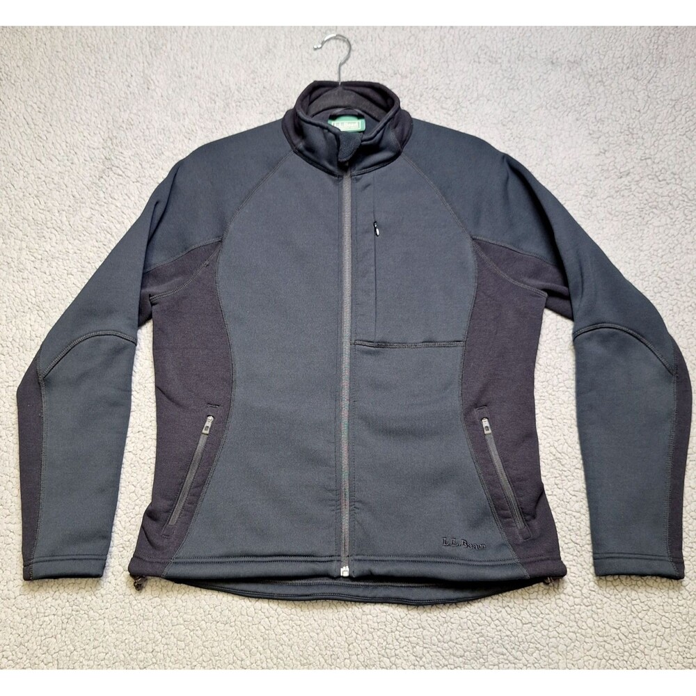 LL‎ Bean Womens Medium Regular 2-Tone Gray/Black Cinch Waist Polartec Jacket